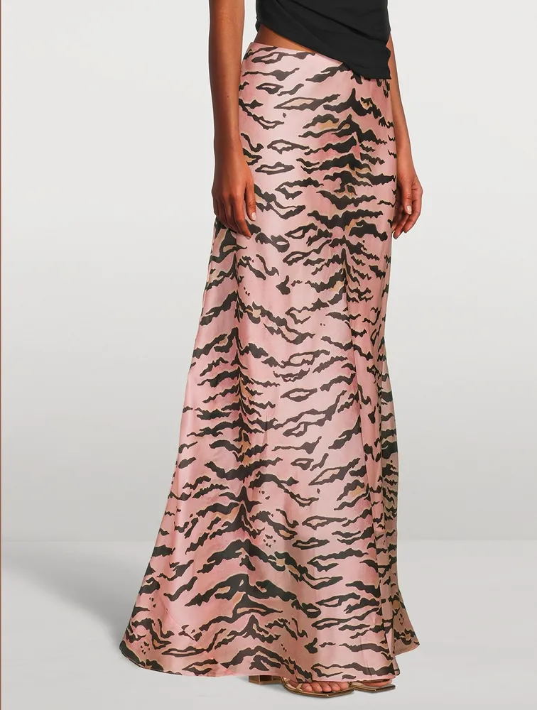 Matchmaker Bias Silk Skirt Tiger Stripe Print