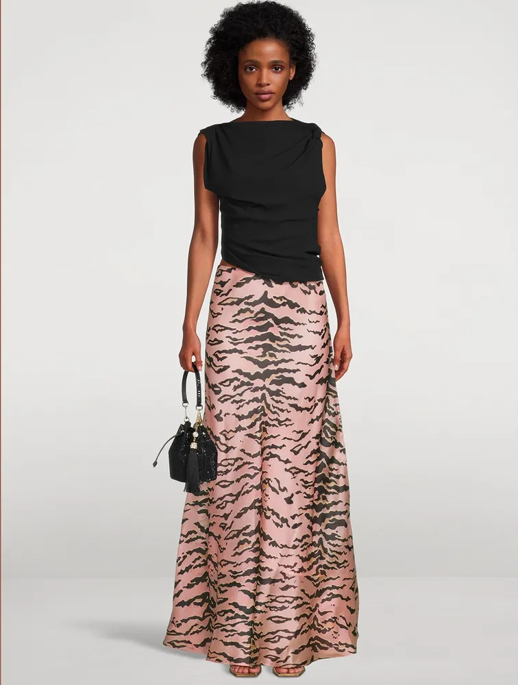 Matchmaker Bias Silk Skirt Tiger Stripe Print