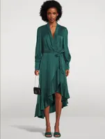 Silk Wrap Midi Dress