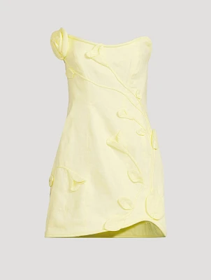 Matchmaker Rose Appliqué Linen Mini Dress