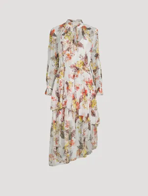 Matchmaker Tiered Midi Dress Floral Print