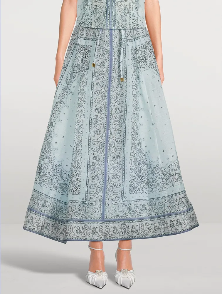 Matchmaker Linen And Silk Midi Skirt