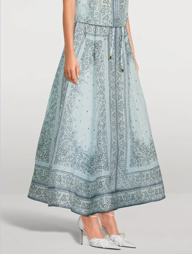 Matchmaker Linen And Silk Midi Skirt