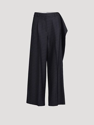 Wool-Blend Wide-Leg Pants With Side Panel