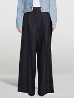 Wool-Blend Wide-Leg Pants With Side Panel