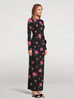 Ruched Jersey Maxi Dress Floral Print