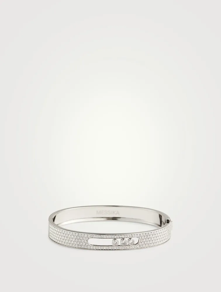 Move Joaillerie 18K White Gold Pavé Bangle With Diamonds