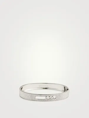 Move Joaillerie 18K White Gold Pavé Bangle With Diamonds