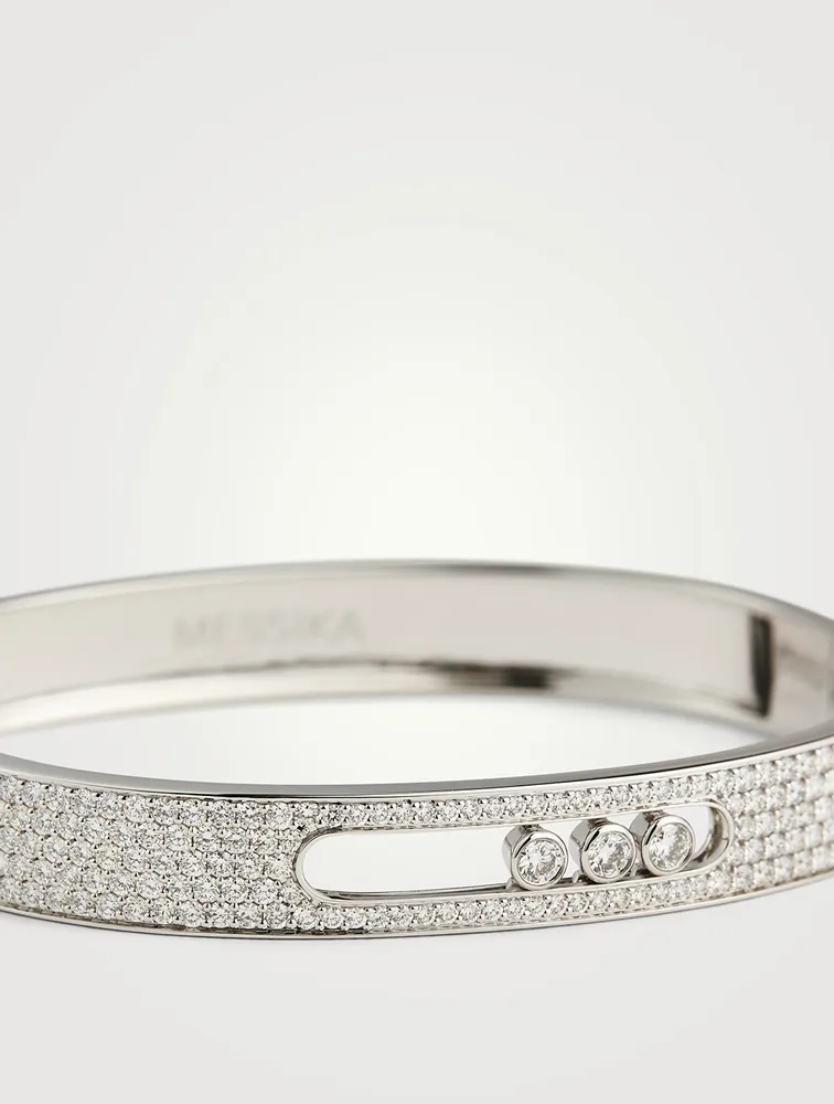 Move Joaillerie 18K White Gold Pavé Bangle With Diamonds