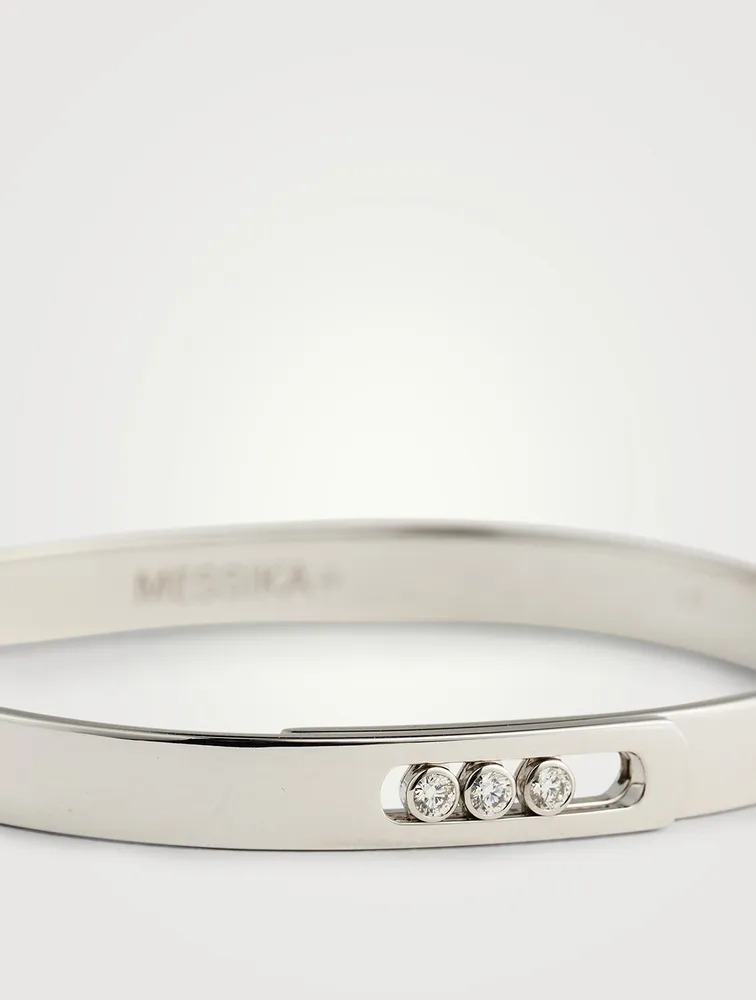 Move Noa 18K White Gold Bangle With Diamonds