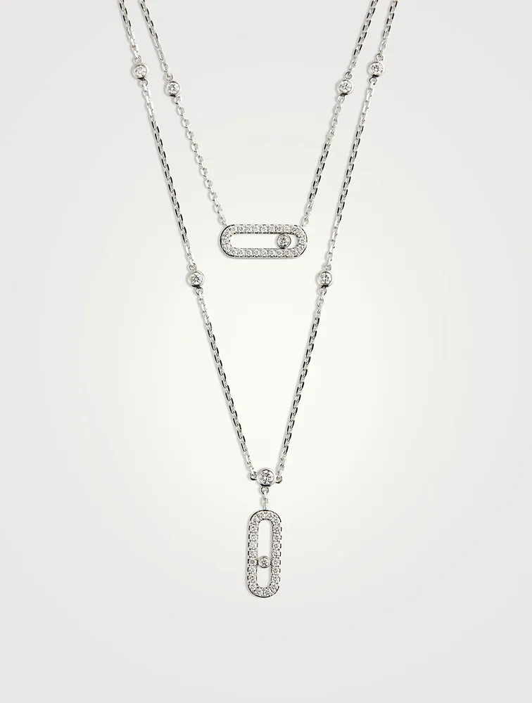 Move Uno 18K White Gold Necklace With Diamonds