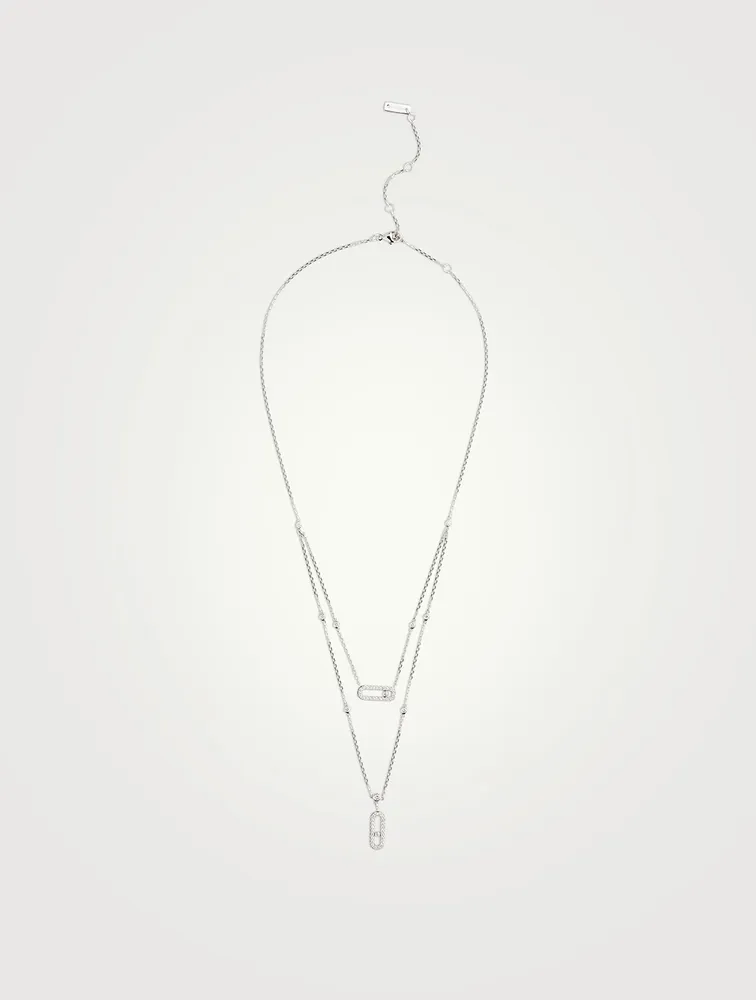 Move Uno 18K White Gold Necklace With Diamonds