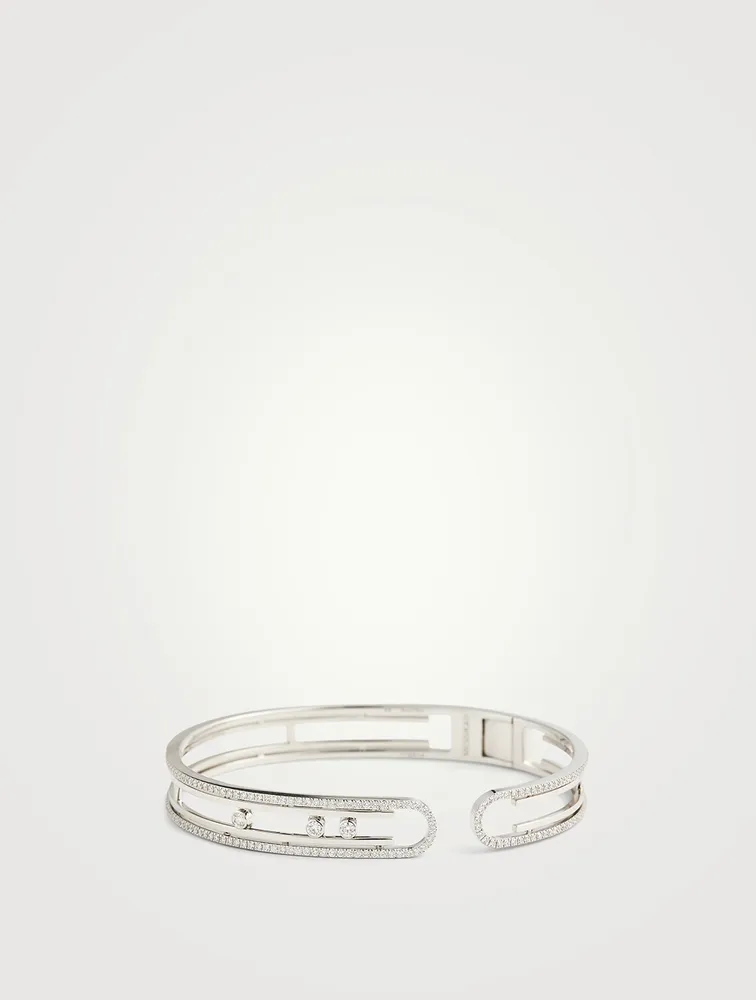 Move 10th 18K White Gold Bangle With Diamonds