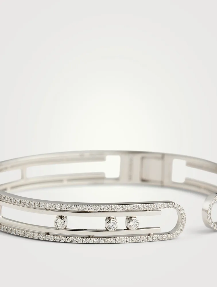 Move 10th 18K White Gold Bangle With Diamonds