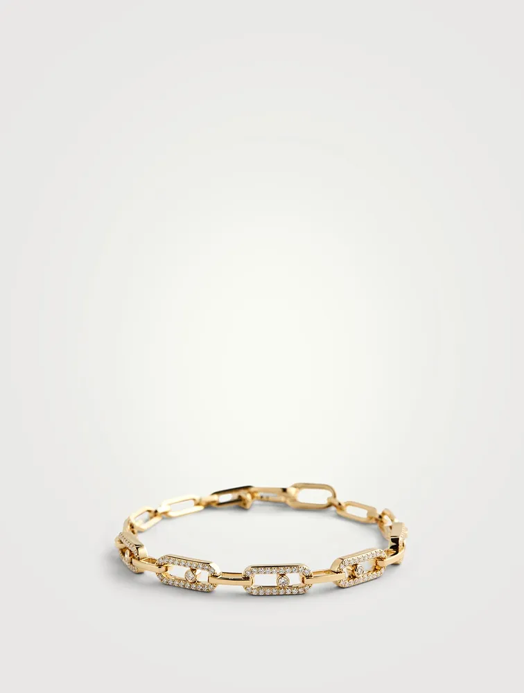 Move Link 18K Gold Bracelet With Diamonds