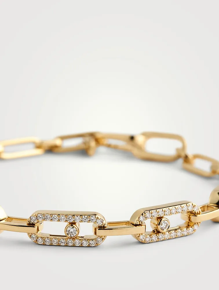 Move Link 18K Gold Bracelet With Diamonds