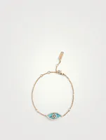 Lucky Eye 18K Rose Gold Bracelet With Turquoise And Diamonds