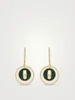 Lucky Move 18K Gold Earrings With Malachite And Diamonds