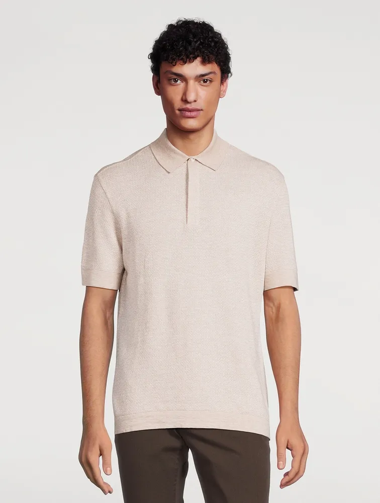 Cotton Linen And Silk Polo Shirt