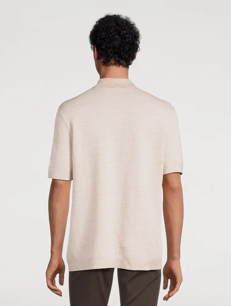 Cotton Linen And Silk Polo Shirt