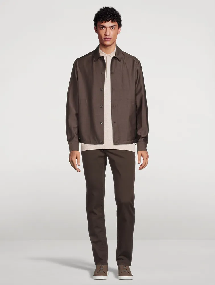 Cotton Linen And Silk Polo Shirt