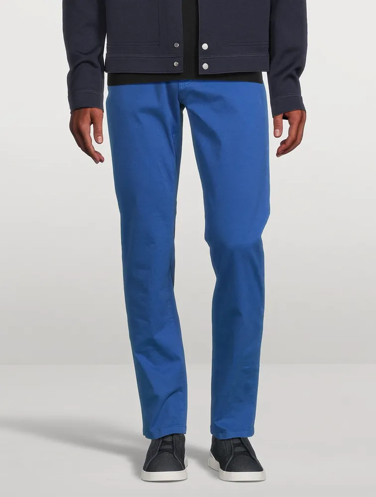 Stretch Gabardine Straight-Leg Jeans