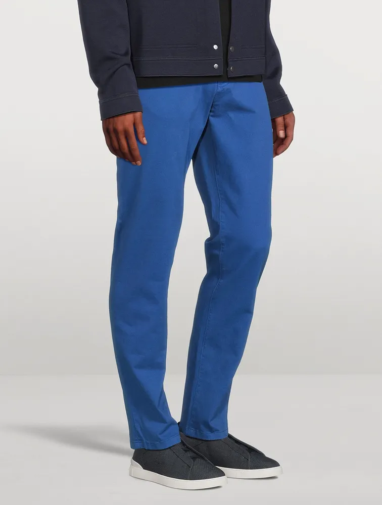 Stretch Gabardine Straight-Leg Jeans