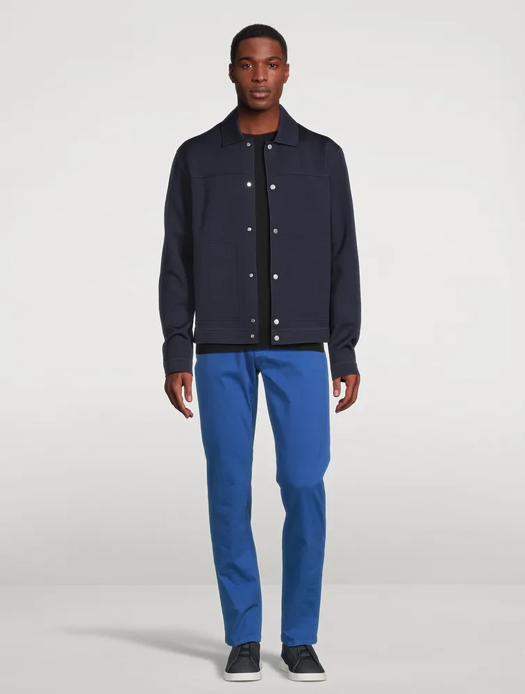 Stretch Gabardine Straight-Leg Jeans