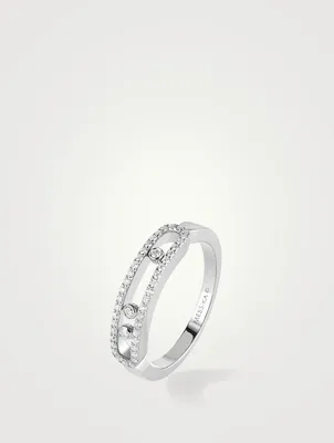 Baby Move 18K White Gold Pavé Ring With Diamonds
