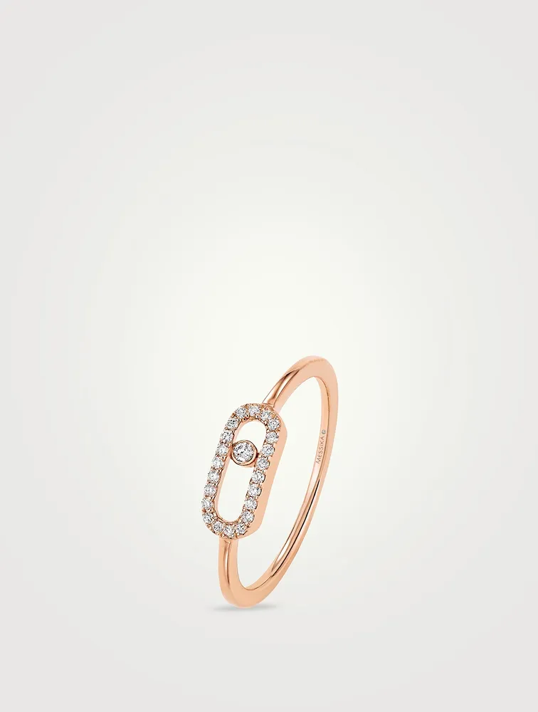 Move Uno 18K Rose Gold Ring With Diamonds