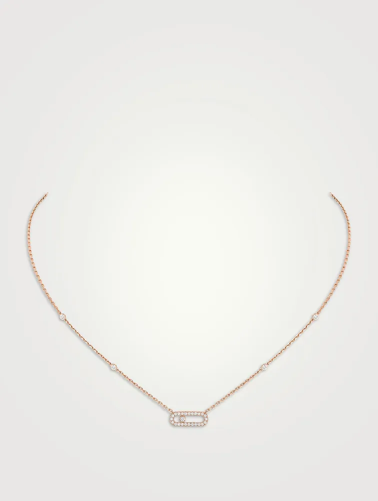 Move Uno 18K Rose Gold Pavé Necklace With Diamonds