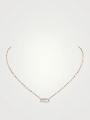 Move Uno 18K Rose Gold Pavé Necklace With Diamonds