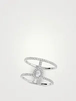 Glam'Azone 2 Rows 18K White Gold Pavé Ring With Diamonds