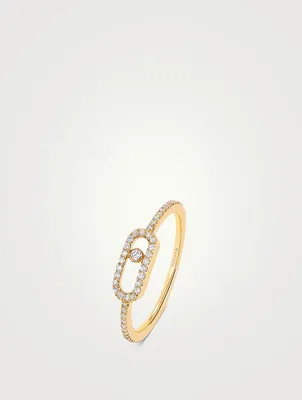 Move Uno 18K White Gold Pavé Ring With Diamonds