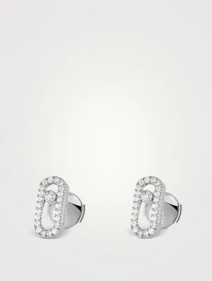 Move Uno 18K White Gold Pavé Earrings With Diamonds