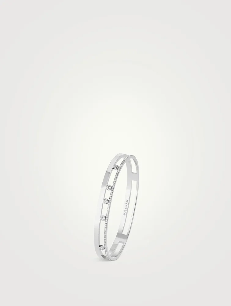 Move Romane 18K White Gold Bangle With Diamonds