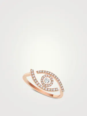 Lucky Eye 18K Rose Gold Pavé Ring With Diamonds