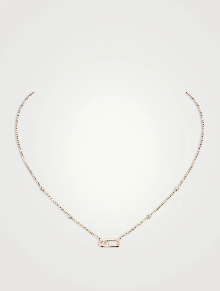 Move Uno 18K Rose Gold Necklace With Diamonds