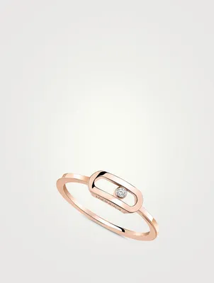 Move Uno 18K Rose Gold Ring With Diamond