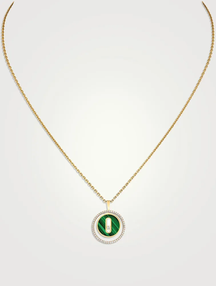 Lucky Move 18K Gold Necklace With Malachite And Diamonds