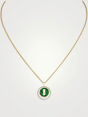 Lucky Move 18K Gold Necklace With Malachite And Diamonds