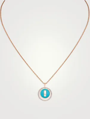 Lucky Move 18K Rose Gold Necklace With Turquoise And Diamonds