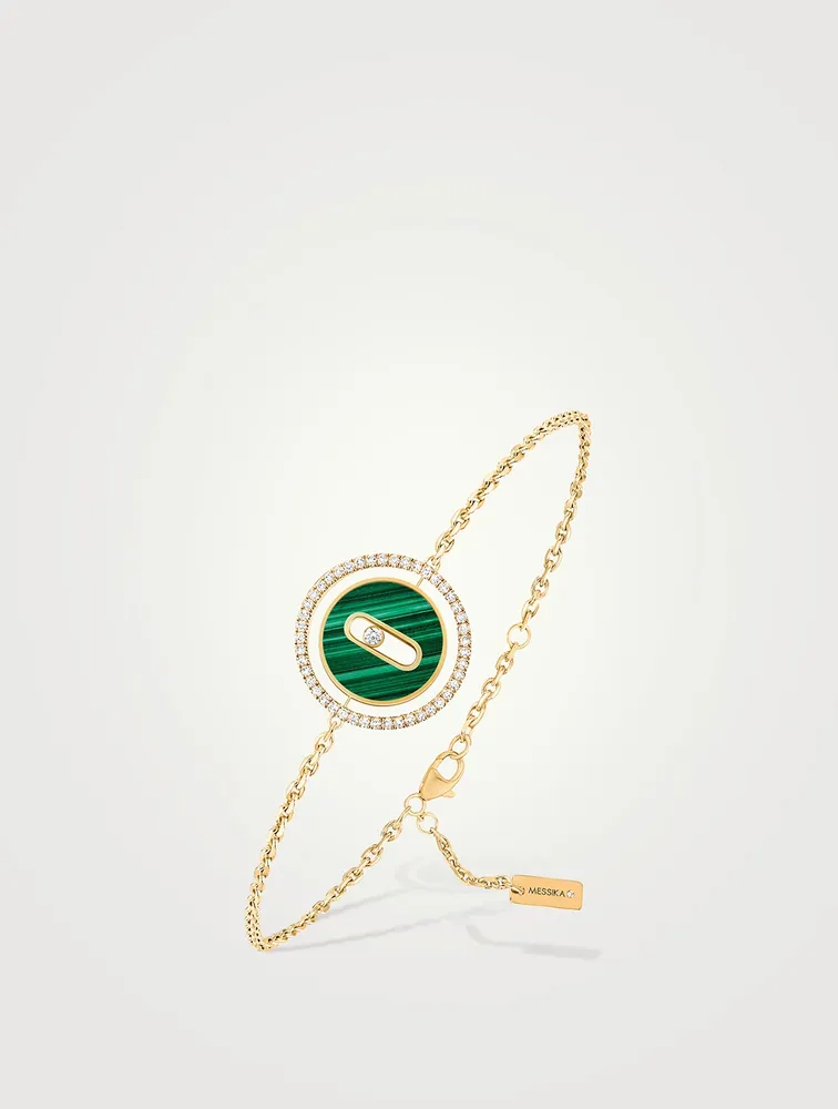 Lucky Move 18K Gold Bracelet With Malachite And Diamonds