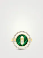 Lucky Move 18K Gold Ring With Malachite And Diamonds