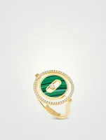 Lucky Move 18K Gold Ring With Malachite And Diamonds