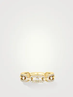 Move Link 18K Gold Pavé Ring With Diamonds
