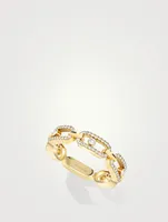 Move Link 18K Gold Pavé Ring With Diamonds