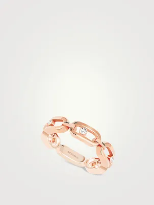 Move Link 18K Rose Gold Ring With Diamonds