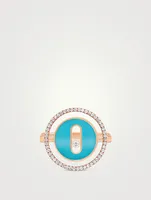 Lucky Move 18K Rose Gold Ring With Turquoise And Diamonds