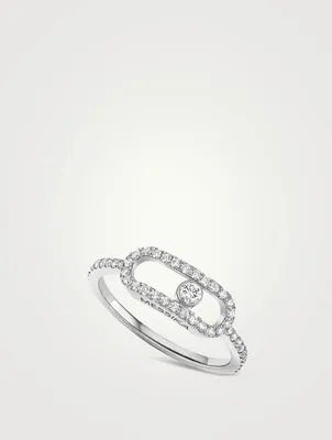 Move Uno 18K White Gold Pavé Ring With Diamonds